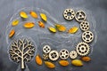 Education image of tree with cog wheels. Concept of learning and creative thinking