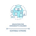 Education for immigrants children blue concept icon
