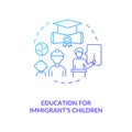 Education for immigrants children blue gradient concept icon