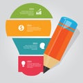 Education info graphic idea design template elements explanation pencil bulb lamp