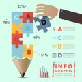 Education infographic with colorful puzzle pencil