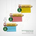 Education infographic design with pencils and note papers Royalty Free Stock Photo