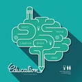 Education Infographic Flat linear Education Outline Brain. Royalty Free Stock Photo