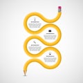 Education infographics template with curved pencil. Design element. Royalty Free Stock Photo