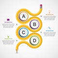 Education infographics template with curved pencil. Design element. Royalty Free Stock Photo