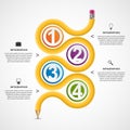 Education infographics template with curved pencil. Design element. Royalty Free Stock Photo