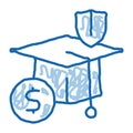 education insurance doodle icon hand drawn illustration