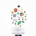 Education integrated 3d web icons. Digital network isometric concept.