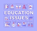 Education issues word concepts purple banner