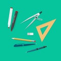 Education items, school study tools icons set, objects isolated Royalty Free Stock Photo