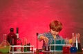 Education. Kid from primary school. School chemistry lessons. Lesson Plans - Middle School Chemistry. Schoolboy. Ready Royalty Free Stock Photo