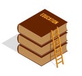 Education and knowledge concept shown with book and ladder to the top.