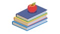 Education and Knowledge, Stack of Books with Apple, vector design Generative AI Royalty Free Stock Photo