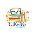 Education label, back to school logo graphic template