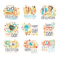 Education labels original design, set of logo graphic templates Royalty Free Stock Photo