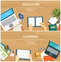 Education and learning banner flat design template