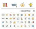 Education and learning color vector icons