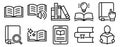 Education learning icon set line style illustrating study knowledge teaching and academic development concept for schools and Royalty Free Stock Photo