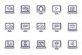 Education Learning Icons Set in Outline Style. School Learning Icons Set in Clean Outline Royalty Free Stock Photo