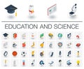 Education and learning isometric icons. 3d vector