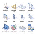 Education and learning isometric icons set Royalty Free Stock Photo