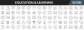 Education and learning line icons collection. Big UI icon set in a flat design. Thin outline icons pack. Vector illustration EPS10 Royalty Free Stock Photo