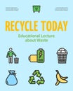 Education Lecture about Waste Recycle Concept Placard Poster Banner Card. Vector