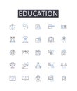 Education line icons collection. Learning, Instruction, Schooling, Knowledge, Scholarship, Pedagogy, Training vector and