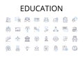 Education line icons collection. Learning, Instruction, Schooling, Knowledge, Scholarship, Pedagogy, Training vector and