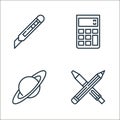 education line icons. linear set. quality vector line set such as pen, saturn, calculator