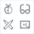 education line icons. linear set. quality vector line set such as blackboard, marker, eyeglasses