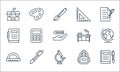 Education line icons. linear set. quality vector line set such as book, microscope, curve ruler, backpack, ballpoint, notebook,