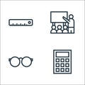 education line icons. linear set. quality vector line set such as calculate, eyeglasses, presentation