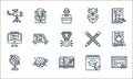education line icons. linear set. quality vector line set such as degree, highlight, geography, graduation, planet, online test,
