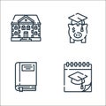 education line icons. linear set. quality vector line set such as graduation, book, savings