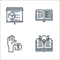 education line icons. linear set. quality vector line set such as inspiration, question, report