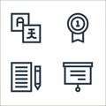 education line icons. linear set. quality vector line set such as projection, paper, medal