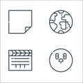 education line icons. linear set. quality vector line set such as shocked, clapperboard, geography