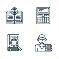 education line icons. linear set. quality vector line set such as student, searching, calculator