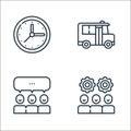 education line icons. linear set. quality vector line set such as teamwork, group, school bus