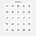 Education line icons set. Academic cap, globe, books, pencil and other elements