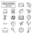 Education line icons set.