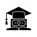 Education loan black glyph icon