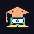 Education loan RGB color icon for dark theme Royalty Free Stock Photo