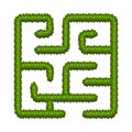 Education logic game bush labyrinth for kids. Find right way. Isolated simple square maze on white background.