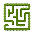 Education logic game bush labyrinth for kids. Find right way. Isolated simple square maze on white background.