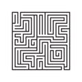 Education logic game labyrinth for kids. Find right way. Isolated simple square maze black line on white background Royalty Free Stock Photo