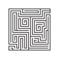 Education logic game labyrinth for kids. Find right way. Isolated simple square maze black line on white background. Royalty Free Stock Photo