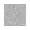 Education logic game labyrinth for kids. Find right way. Isolated simple square maze black line on white background. Royalty Free Stock Photo