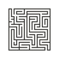 Education logic game labyrinth for kids. Find right way. Isolated simple square maze black line on white background. Royalty Free Stock Photo